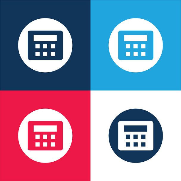 Alarm System With Password blue and red four color minimal icon set - Vector, Image