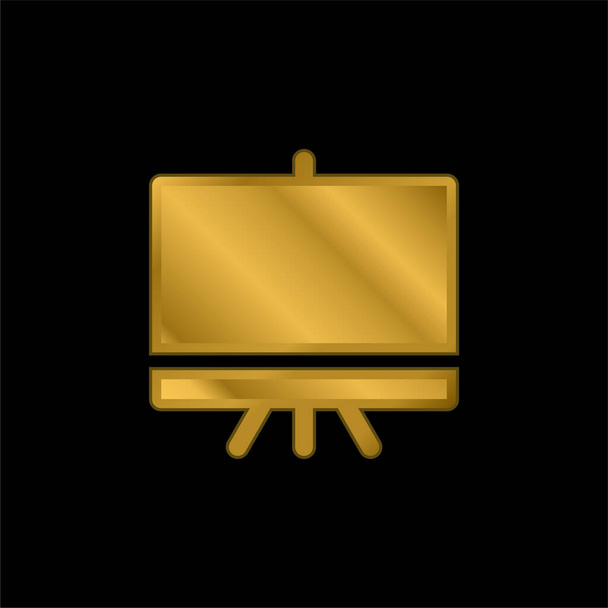 Pizarra chapado en oro icono metálico o logo vector - Vector, Imagen