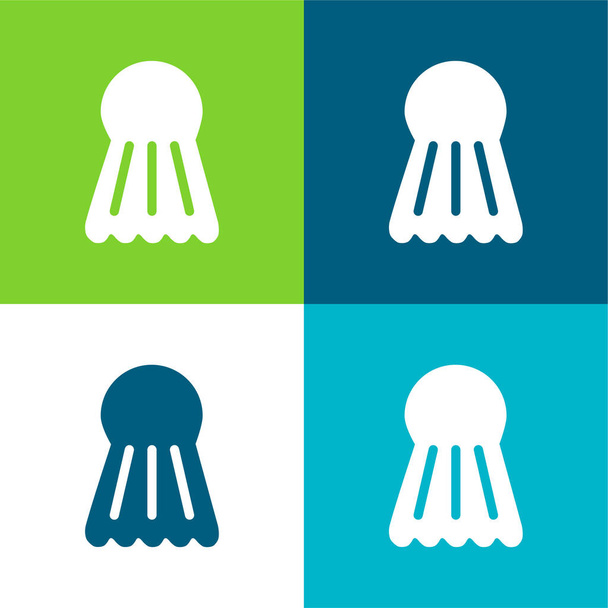 Set di icone minime a quattro colori Badminton Ball Flat - Vettoriali, immagini