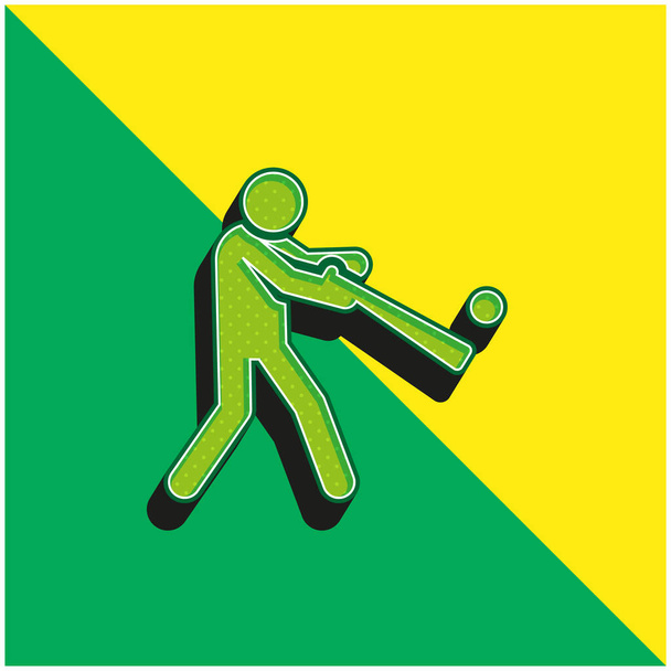 Béisbol verde y amarillo moderno vector 3d icono del logotipo - Vector, imagen
