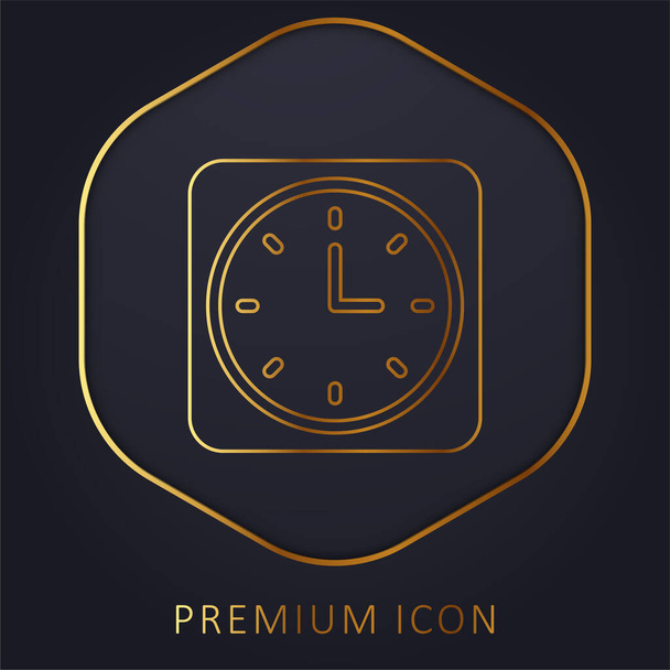 Reloj despertador línea dorada logotipo premium o icono - Vector, Imagen