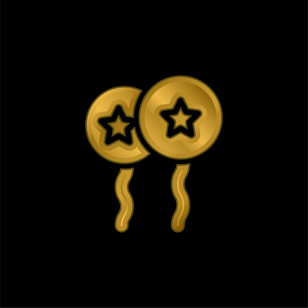 Luftballons mit Stern vergoldet metallisches Symbol oder Logo-Vektor - Vektor, Bild
