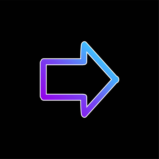 Flecha que apunta a la mano derecha dibujado símbolo azul gradiente vector icono - Vector, Imagen