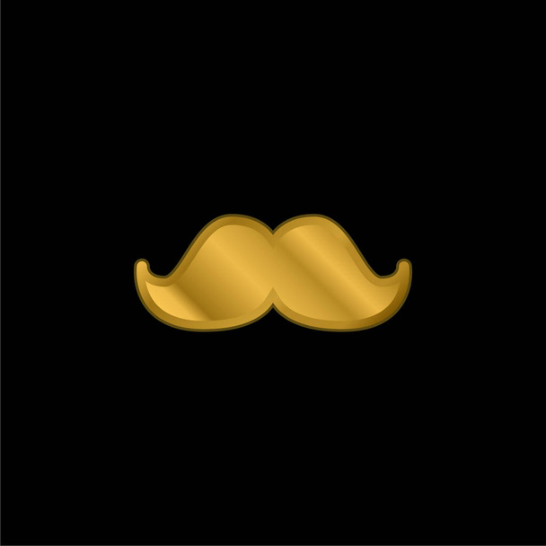 Big Moustache gold plated metalic icon or logo vector - Vector, Image