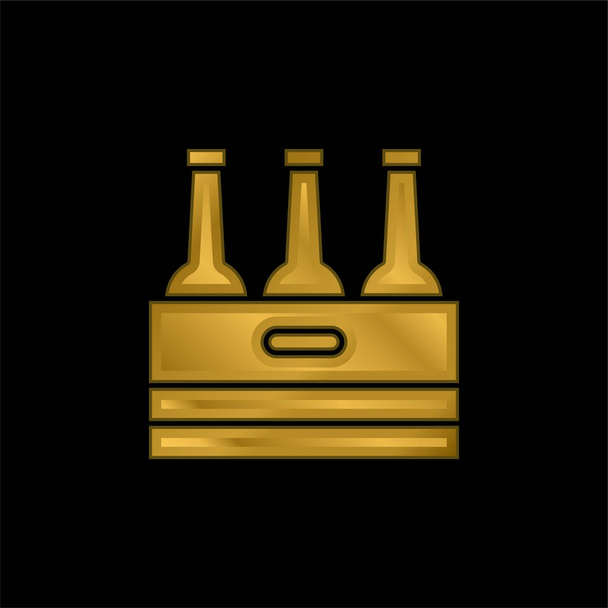 Bier verguld metalic icoon of logo vector - Vector, afbeelding