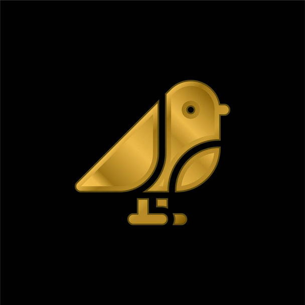 Ptačí pozlacená kovová ikona nebo vektor loga - Vektor, obrázek