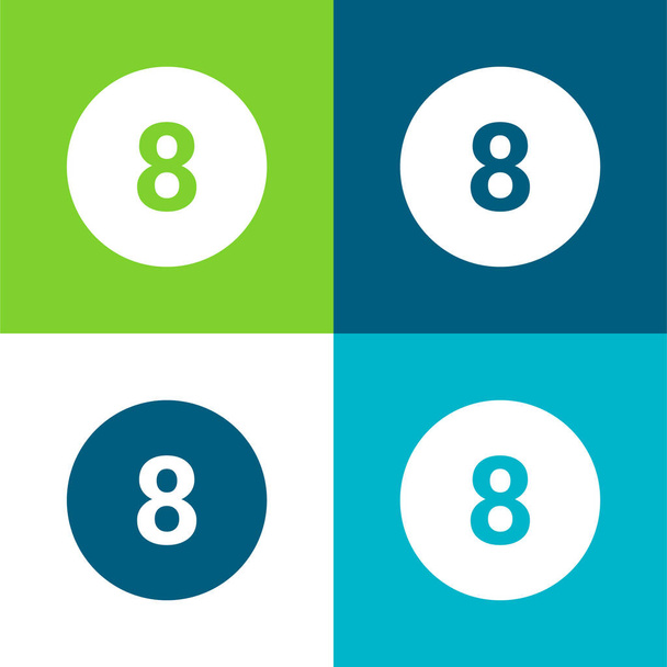 Bilard płaskie cztery kolory minimalny zestaw ikon - Wektor, obraz