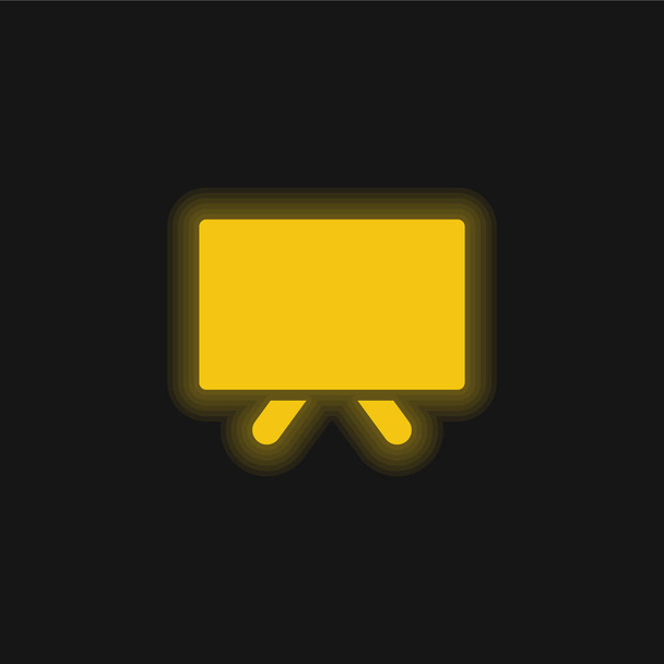 Pizarra en blanco amarillo brillante icono de neón - Vector, Imagen