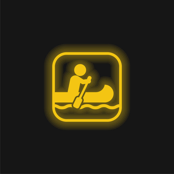 Señal de navegación amarillo brillante icono de neón - Vector, Imagen