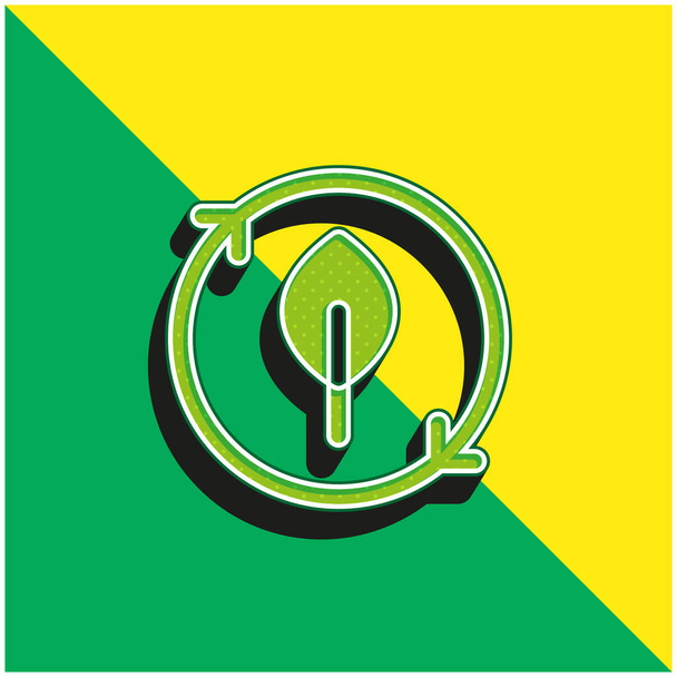 Bio zelené a žluté moderní 3D vektorové logo - Vektor, obrázek