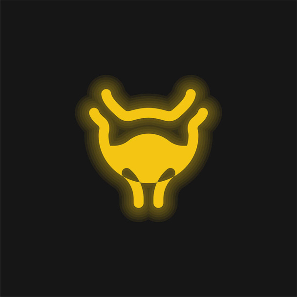 Ícone de néon brilhante amarelo da bexiga - Vetor, Imagem