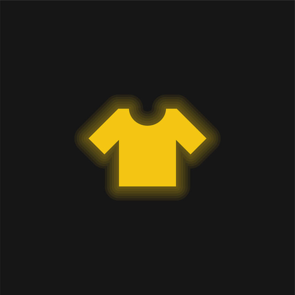 Basic T Shirt yellow glowing neon icon - Vector, Image