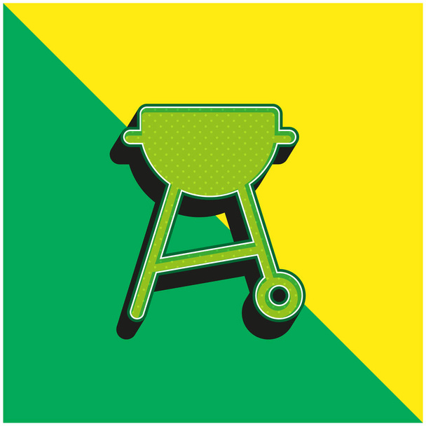 Barbecue Logo icona vettoriale 3D moderna verde e gialla - Vettoriali, immagini