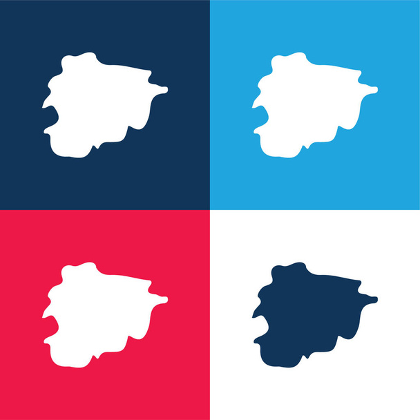 Andorra blauw en rood vier kleuren minimale pictogram set - Vector, afbeelding