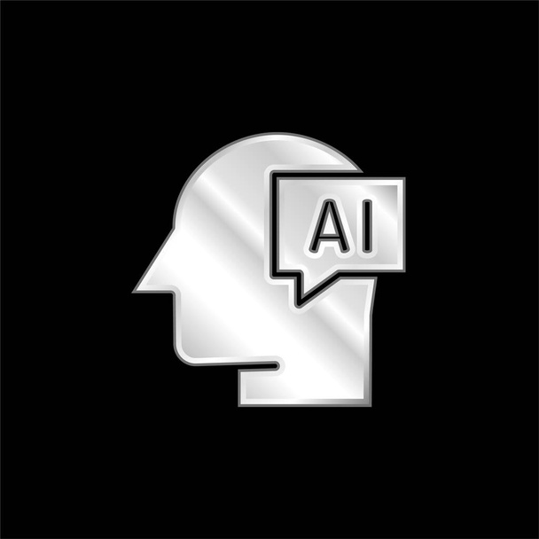AI silver plated metallic icon - Vector, Image