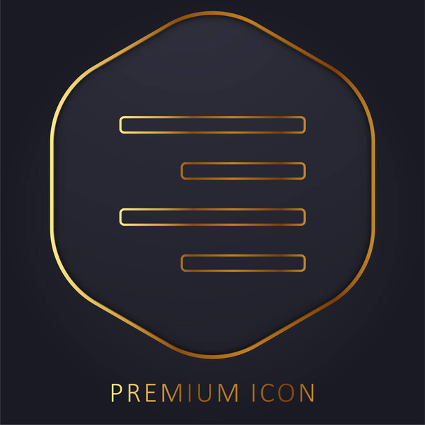 Uitlijnen Rechts gouden lijn premium logo of pictogram - Vector, afbeelding