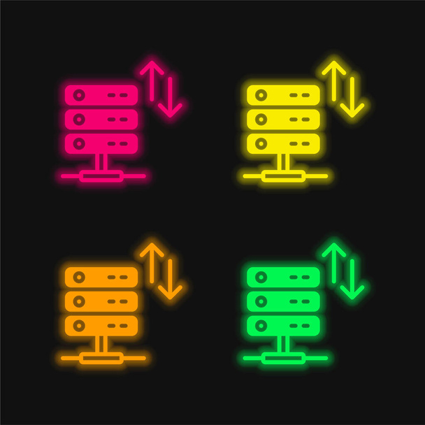 Bandbreite vier Farbe leuchtenden Neon-Vektor-Symbol - Vektor, Bild