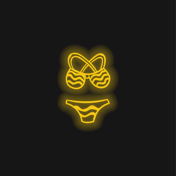 Bikini jaune brillant icône néon - Vecteur, image