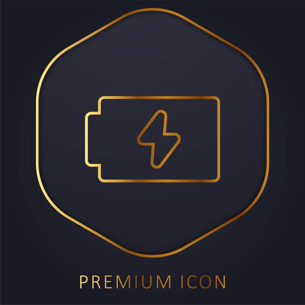 Bateria linha dourada logotipo premium ou ícone - Vetor, Imagem