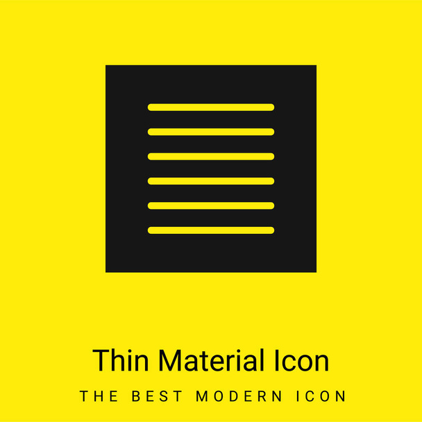 Alinhamento mínimo ícone de material amarelo brilhante - Vetor, Imagem