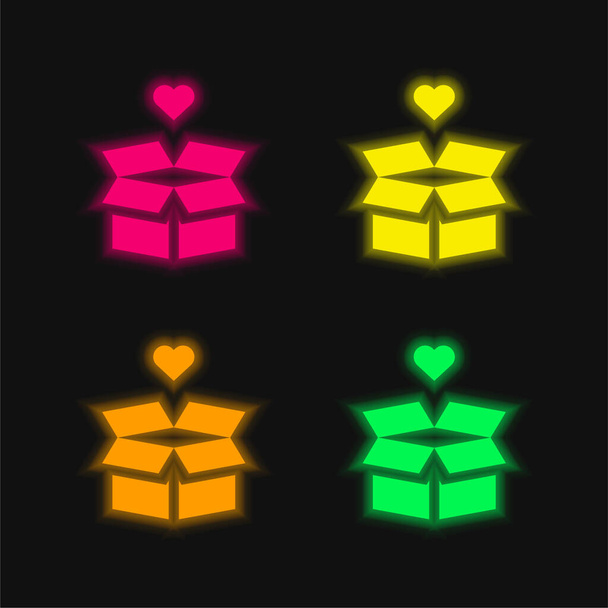 ボックス4色輝くネオンベクトルアイコン - ベクター画像