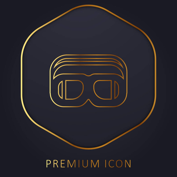 Aeroplane Pilot Glasses golden line premium logo or icon - Vector, Image