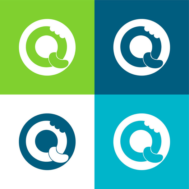 Bisquits Logo Flat vier kleuren minimale pictogram set - Vector, afbeelding