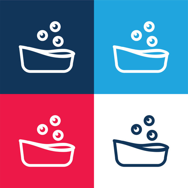 Baby Bath With Toy Balls blue and red four color minimal icon set - Vector, Image