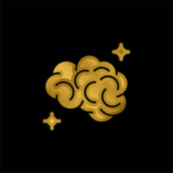 Cerebro chapado en oro icono metálico o logo vector - Vector, imagen