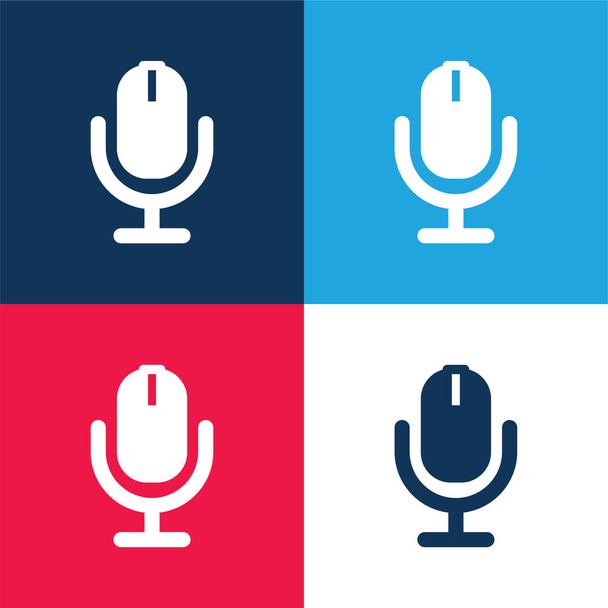 AD Radio azul y rojo conjunto de iconos mínimo de cuatro colores - Vector, imagen
