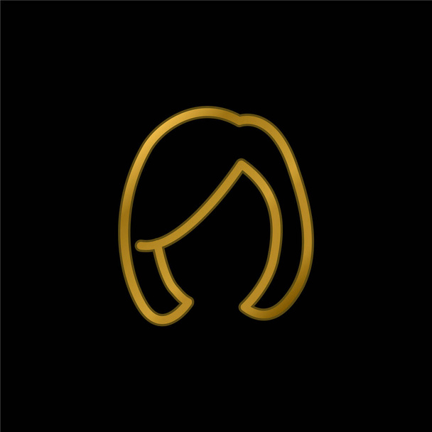 Forma de cabello femenino rubio chapado en oro icono metálico o logo vector - Vector, imagen