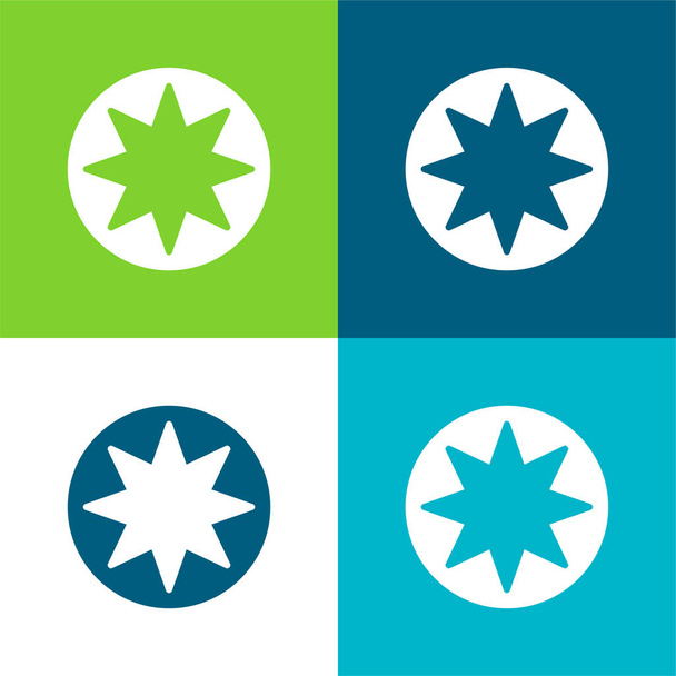 Bahai Flat čtyři barvy minimální ikona nastavena - Vektor, obrázek