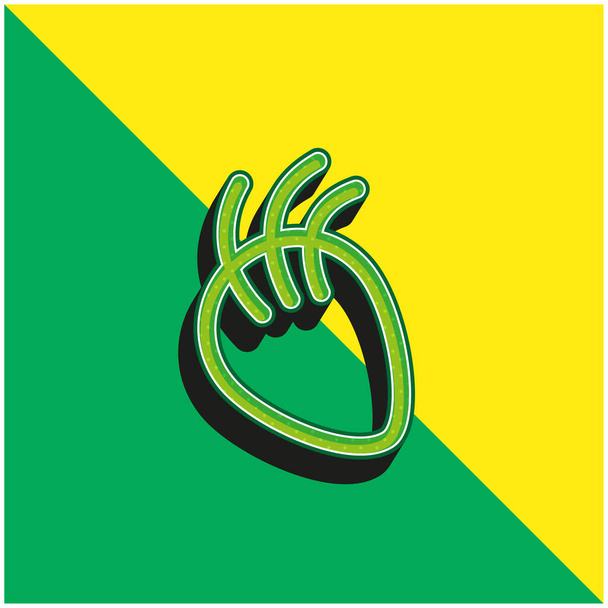 Body Part With Lines Vihreä ja keltainen moderni 3d vektori kuvake logo - Vektori, kuva