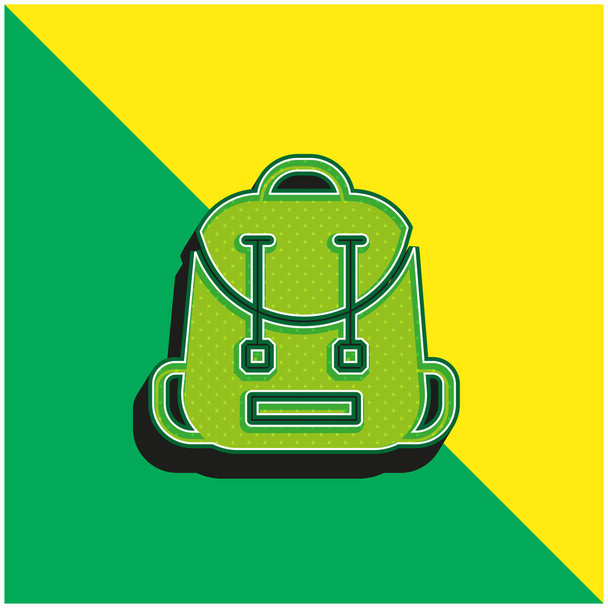 Sac à dos Logo vectoriel 3d moderne vert et jaune - Vecteur, image