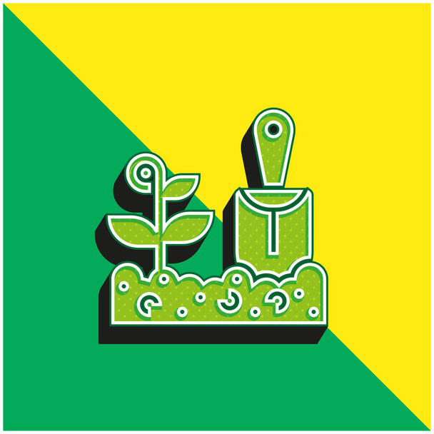 Landbouw Groen en geel modern 3D vector icoon logo - Vector, afbeelding