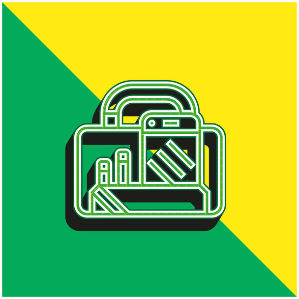 Teczka Zielono-żółta nowoczesna ikona wektora 3D - Wektor, obraz