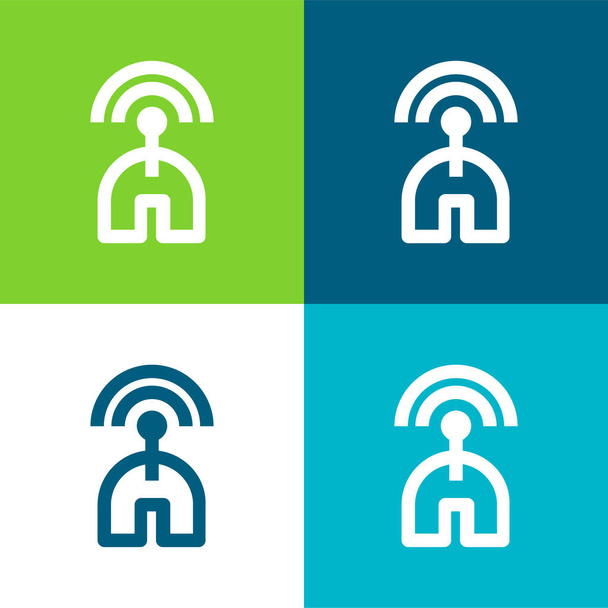 Bluetooth radarjel Lapos négy szín minimális ikon készlet - Vektor, kép
