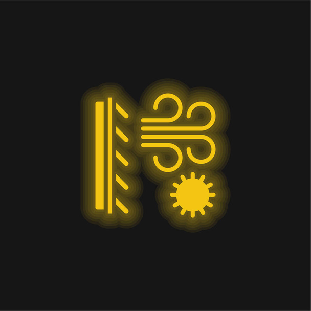 Klimatizace žlutá zářící neonová ikona - Vektor, obrázek