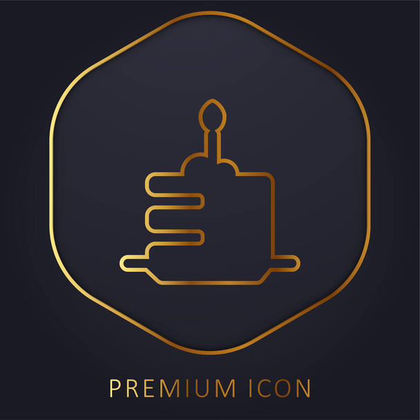 Geburtstagstorte goldene Linie Premium-Logo oder Symbol - Vektor, Bild