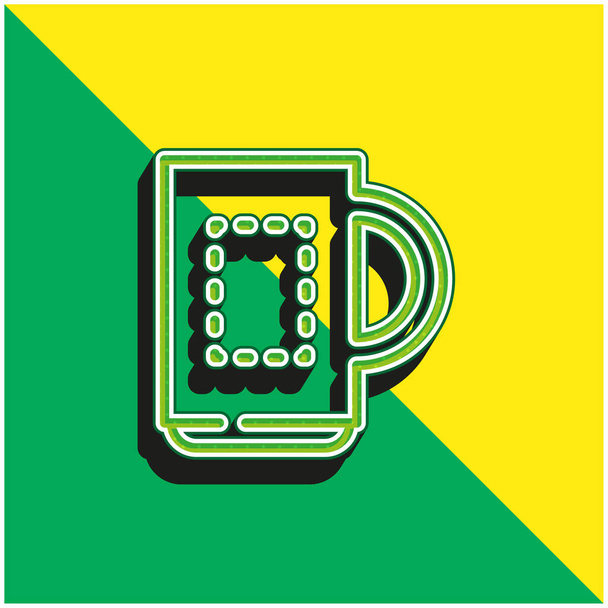 Big Mug Logo vectoriel 3d moderne vert et jaune - Vecteur, image