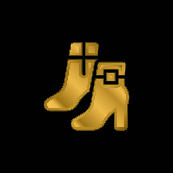 Позолоченные сапоги металлическая икона или вектор логотипа - Вектор,изображение