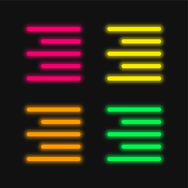 Στοίχιση εικονιδίου διανύσματος τεσσάρων χρωμάτων φωτεινών νέον - Διάνυσμα, εικόνα