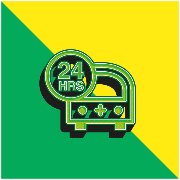 24 часа Скорая помощь зеленый и желтый современный 3d векторный логотип - Вектор,изображение