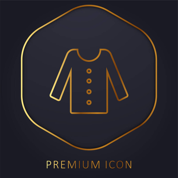 Blusa con botones de línea dorada logotipo premium o icono - Vector, imagen
