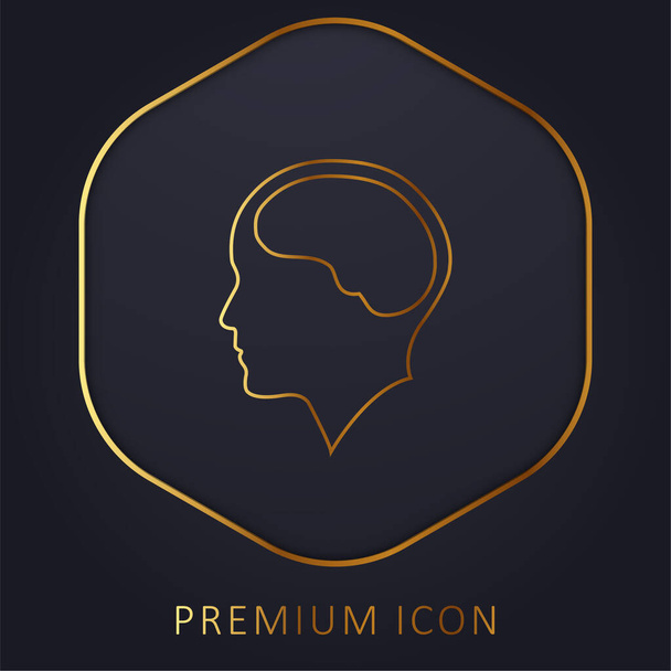 Brain Inside Human Head golden line premium logo or icon - Vector, Image