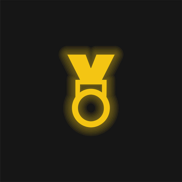 Medaglia premio giallo incandescente icona al neon - Vettoriali, immagini