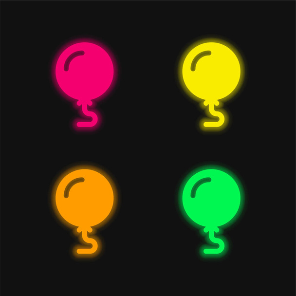 Balon cztery kolory świecące neon wektor ikona - Wektor, obraz