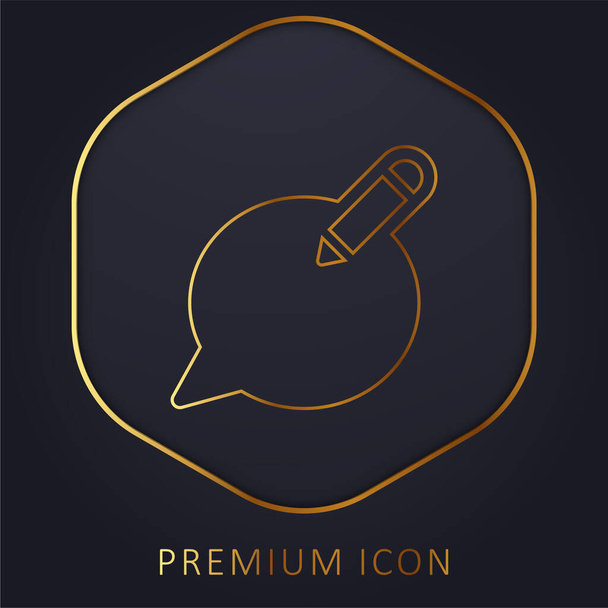 Tekst toevoegen gouden lijn premium logo of pictogram - Vector, afbeelding