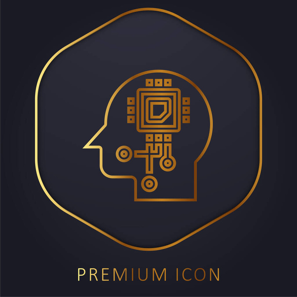 Intelligence artificielle ligne d'or logo premium ou icône - Vecteur, image