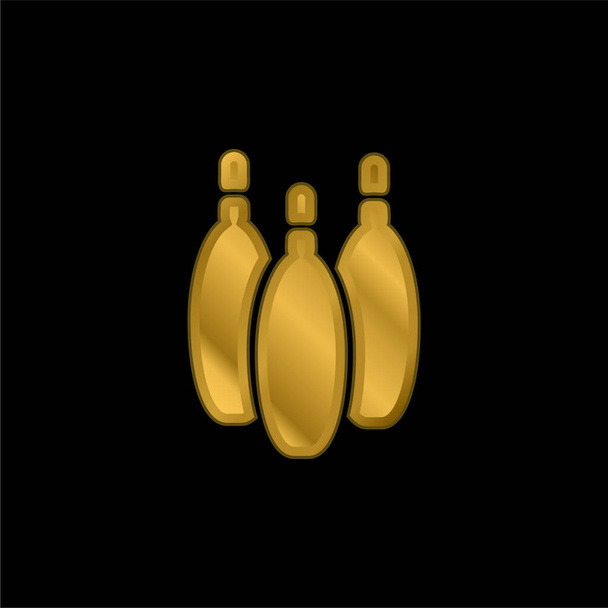 Bowling Pins vergoldet metallisches Symbol oder Logo-Vektor - Vektor, Bild